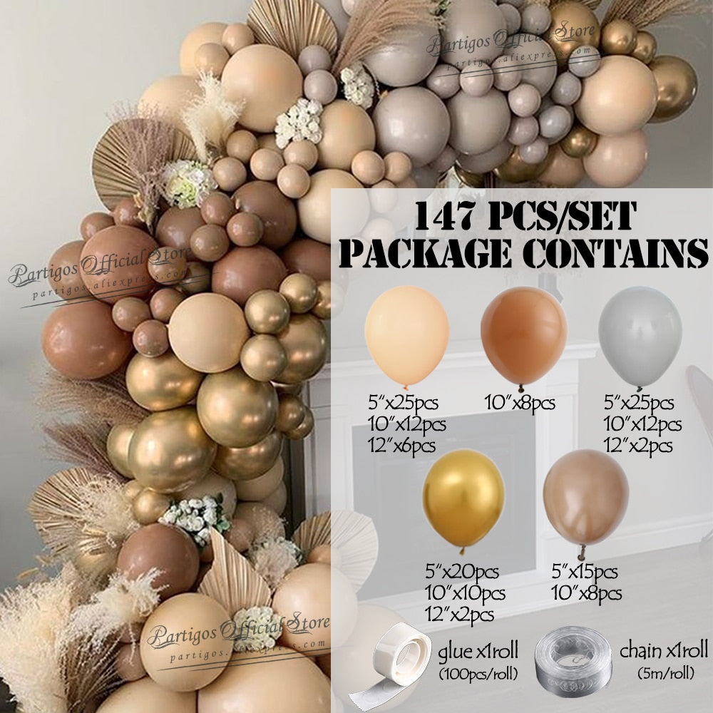 Balloon Arch Garland Kit - Khaki and Cream Gradient